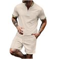 thumbnail image 1 of Shorts Courts pour Hommes Pantalons pour Hommes Décontractés Mode Hommes Manches Courtes Col Rabattu Pantalons Survêtement Deux Pièces Manches pour Hommes Pantalons pour Hommes Mode, 1 of 9