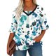 thumbnail image 3 of TaTaai Women's Summer V-Neck Top Printed Ruched Front Flared Half Sleeve Casual Chic Blouse Beach Vacation Daily Wear Gift, 3 of 6