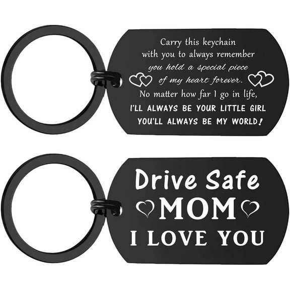 Drive Safe Mom Keychain - I Love You Mom Gifts from Daughter Son - Mothers Day, Birthday Gift for Mom, Christmas