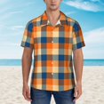 thumbnail image 2 of Disketp Warm Orange Plaid Hawaiian Shirts for Men,Mens Casual Short Sleeve Button Down Shirts Beach Shirt,XX-Large, 2 of 7