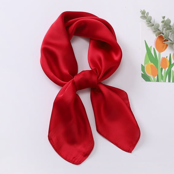 Solid Color Square Scarf, Versatile Neckerchief for Women, Multi Use Accessory for Hair Neck Daily Outfit Wine One Size