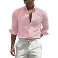 thumbnail image 3 of Ceisia Men's Slim Fit Long Sleeve Striped Button-Down Shirt Casual Summer Beach Top Orange S Gifts, 3 of 5