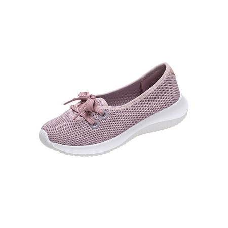 

Lacyhop Womens Jogging Breathable Casual Shoe Lightweight Anti-Slip Comfortable Lace Up Flats Pink 5