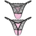 thumbnail image 2 of Ropa interior de satén Sissy para hombre, bragas transparentes de retazos de encaje, cintura elástica, Tanga con espalda en T, suspensorio de tiro bajo, 2 of 4