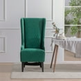 thumbnail image 2 of High Back Dining Chair, 23inch Wide Fabric Upholstered Wingback Side Chair, Modern Accent Chair with Arms and Solid Wood Legs for Kitchen, Dining Room and Living Room, Retro Green, 2 of 7