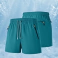 thumbnail image 5 of Athletic Shorts for Mens Elastic Waist Quick Dry Running Sweat Short Casual Summer Gym Beach Shorts with Zip Pockets Sky Blue L, 5 of 9