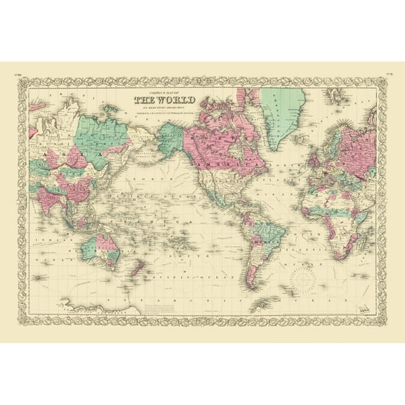 Historic Map - World - Colton - Vintage Wall Art