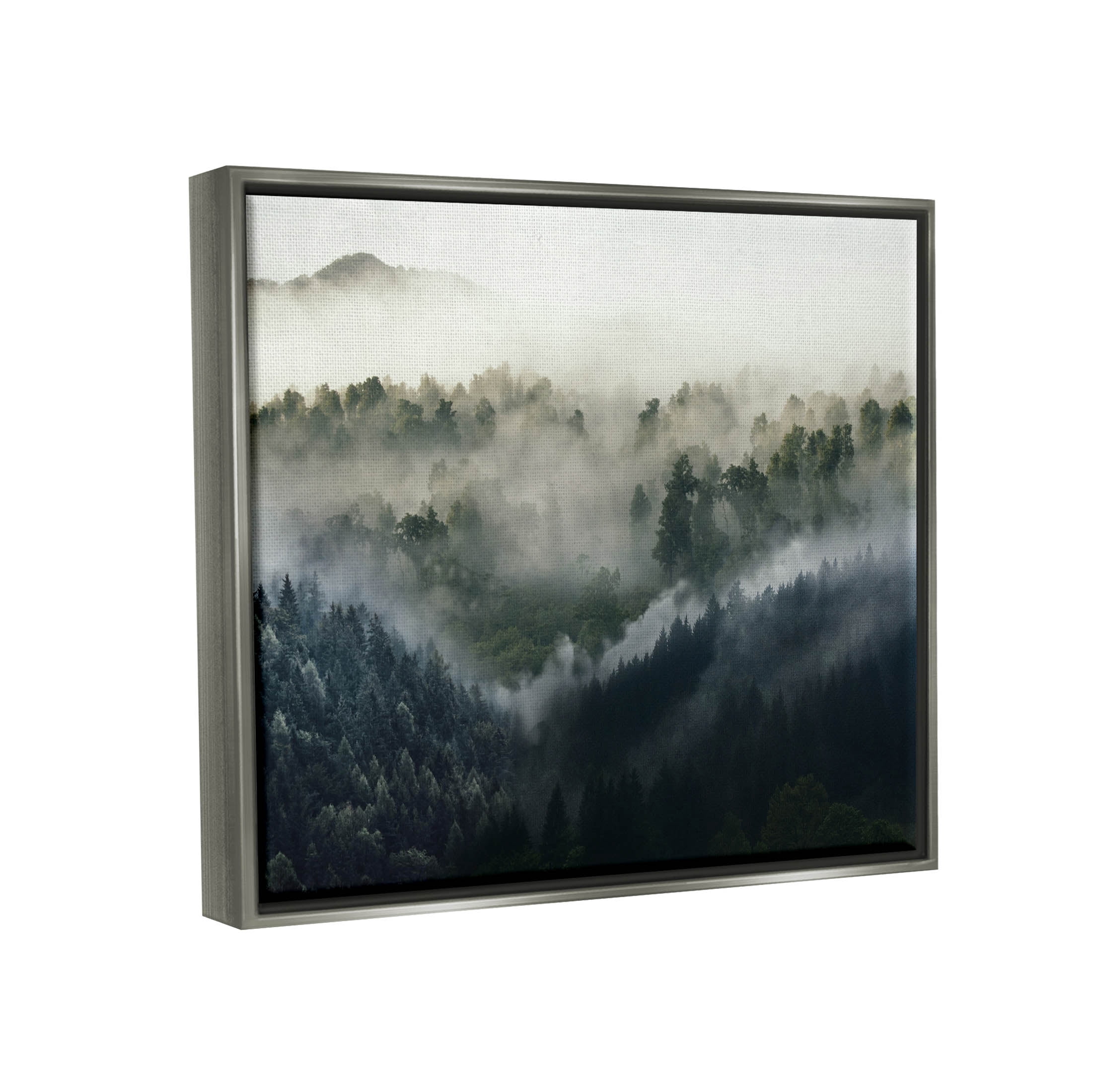 Stupell Industries Foggy Green Mountain Peaks Photograph Luster Gray Floating Framed Canvas Print Wall Art, Design by Ziwei Li