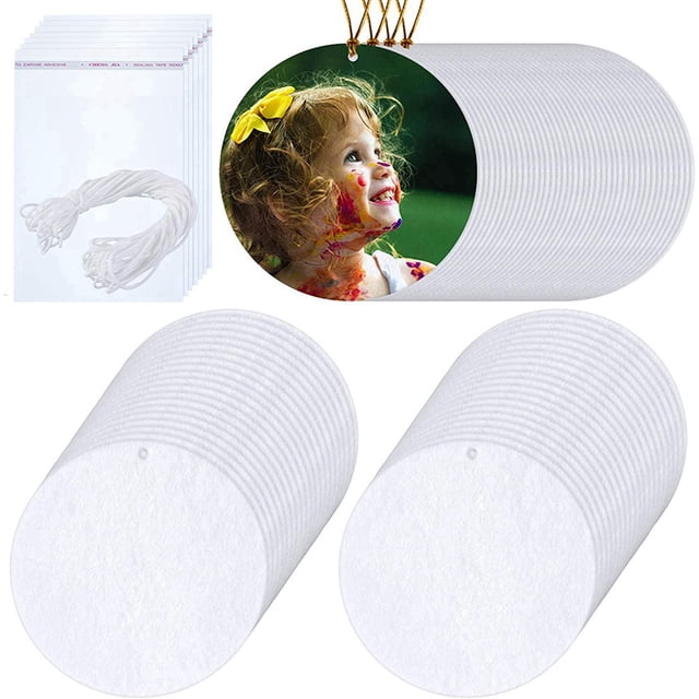 100 Piezas Ambientador de SublimacióN en Blanco Ambientador de Aire DIY Fieltro Prensado de Coche en Blanco Perfumado para Prensa de Calor DIY - Redondo