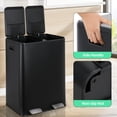 thumbnail image 6 of LAZY BUDDY 60 Liter / 16 Gallon Dual Trash Can, Rectangular Recycling Step Garbage Can for Kitchen, Stainless Steel, 6 of 11
