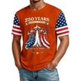 thumbnail image 3 of Men's US 250th Anniversary T-Shirt with Jet Smoke Flag and America Strong Text Featuring Star Spangled Sleeves Orange XXXL, 3 of 6