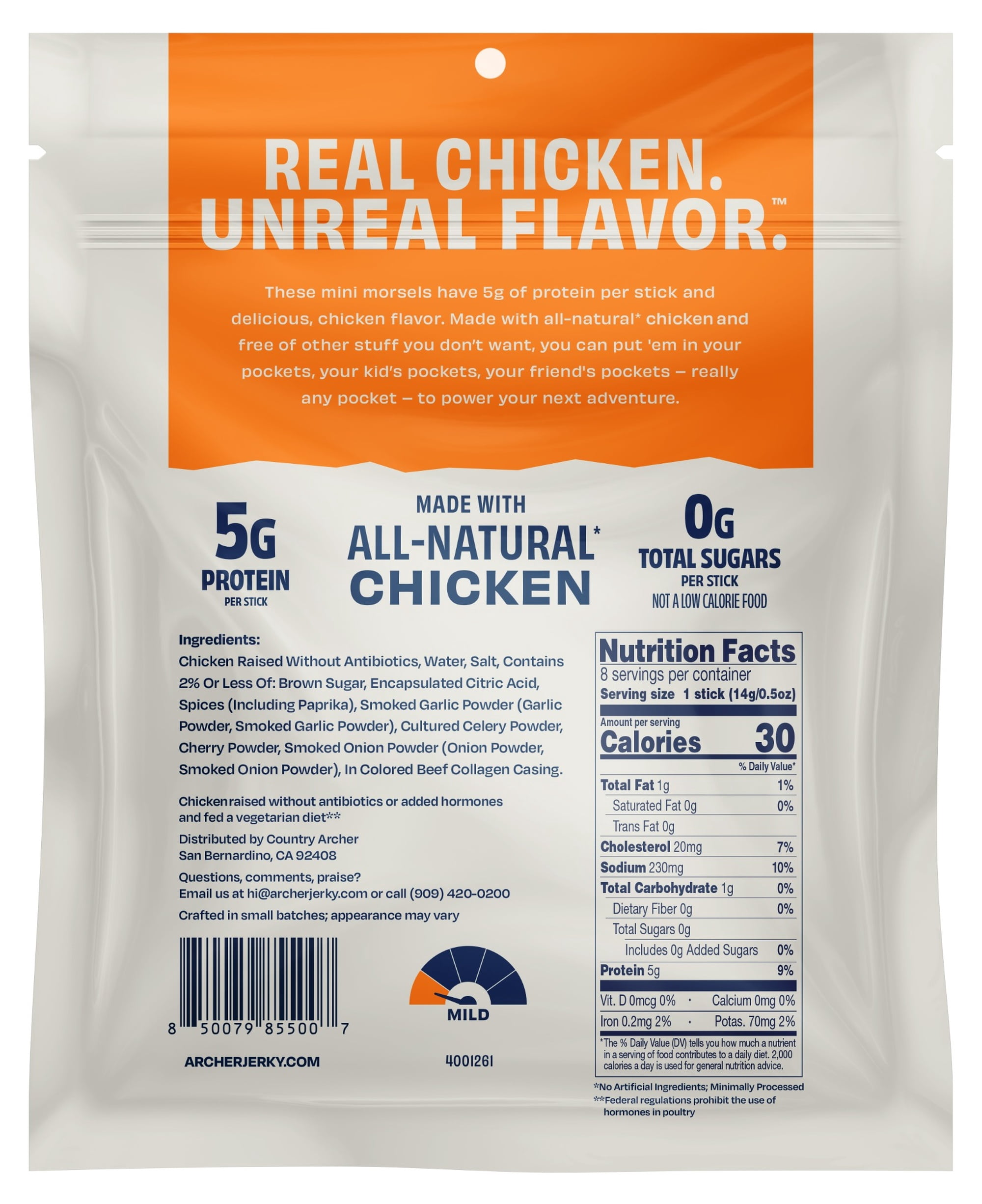 Archer Oven-Roasted Chicken Mini Jerky Sticks, 0.5 oz, 8 Count