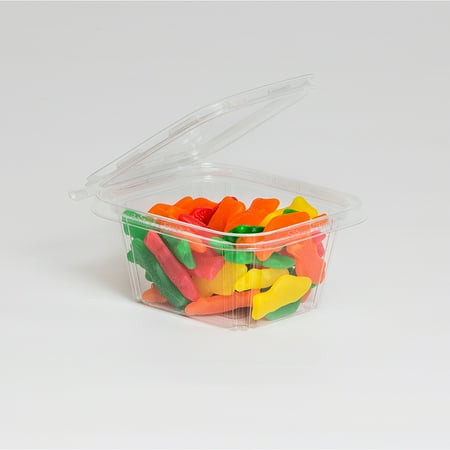 Plastic Hinged Boxes - Inline Plastics Safe-T-Fresh 16 oz Clear Polyethylene Tamper Resistant Square Hinged Food Container | 240/Case