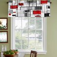 thumbnail image 3 of Red Grey Geometric Curtain Valances for Windows, Kitchen Valance Window Treatments Panel 2 Pack, Abstract Art Modern Irregular Rod Pocket Short Curtains for Bathroom Bedroom 42 x 12 Inch, 3 of 8
