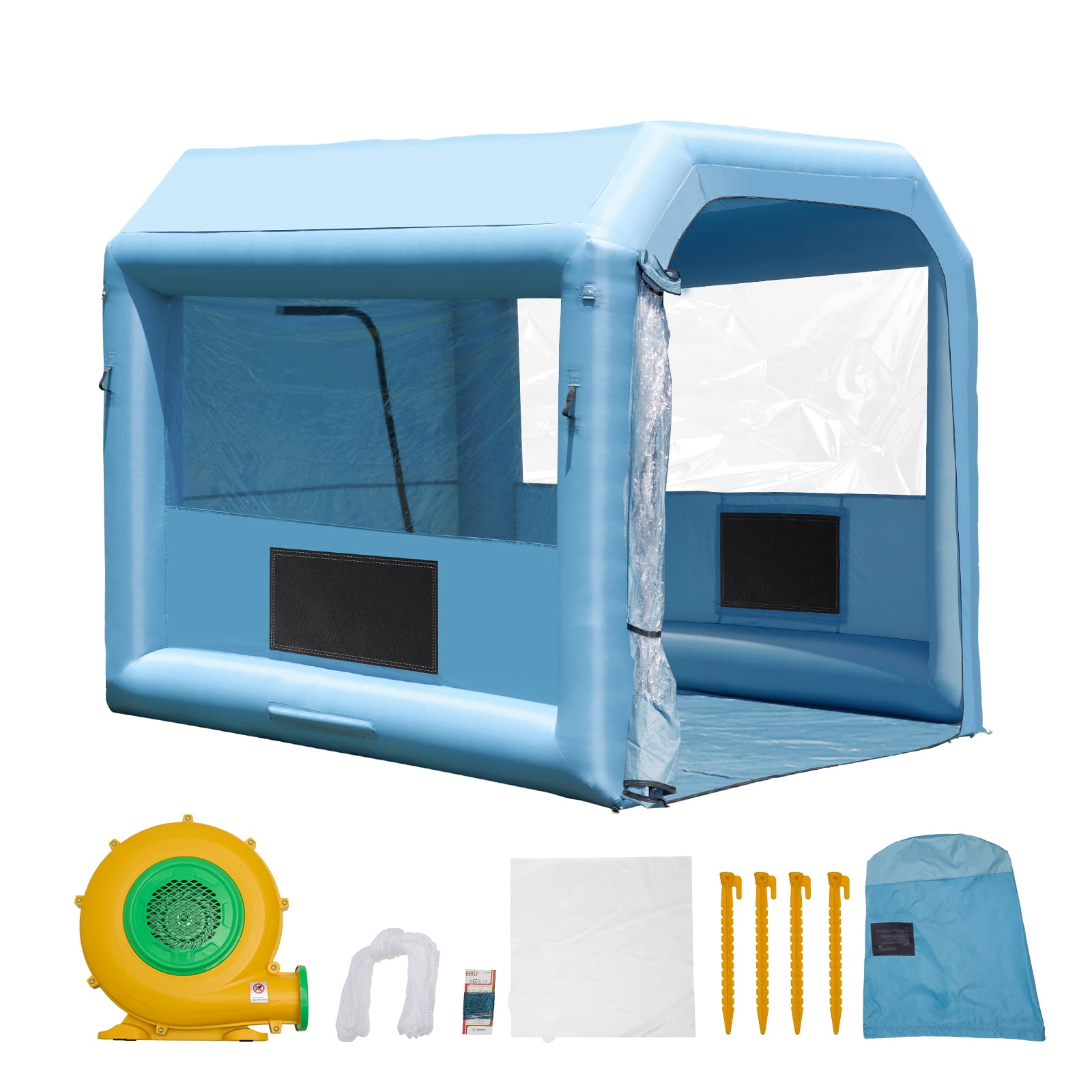 KFFKFF Inflatable Paint Booth, 9.8 x 8.2 x 8.2 ft, Includes 550W Blower & Filtration System, Ideal for Motorcycles, Bikes, & Small Furniture