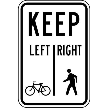 Traffic & Warehouse Signs - Bicycles left pedestrians right - Weather Approved Aluminum Street Sign, 0.04 Thickness - 10" X 7"