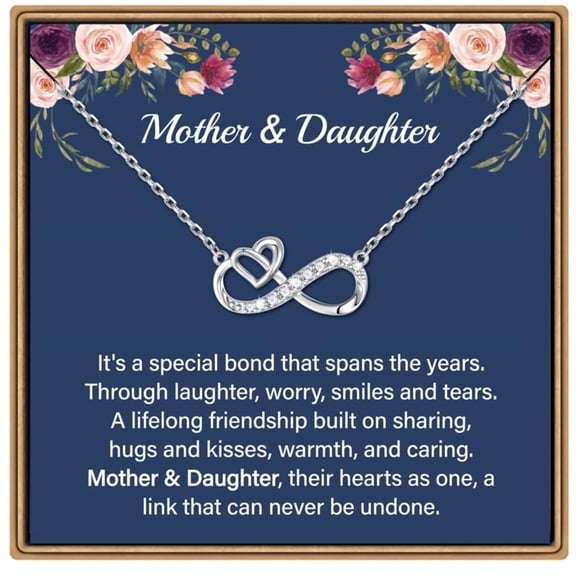 Turandoss Infinity Heart Necklace Mother Daughter Gift 925 Sterling Silver Chain 14K Gold Plated Jewelry Birthday Teacher Appreciation Mothers Day Graduation Gifts for Her Kids Teen Girls Wife Ideas