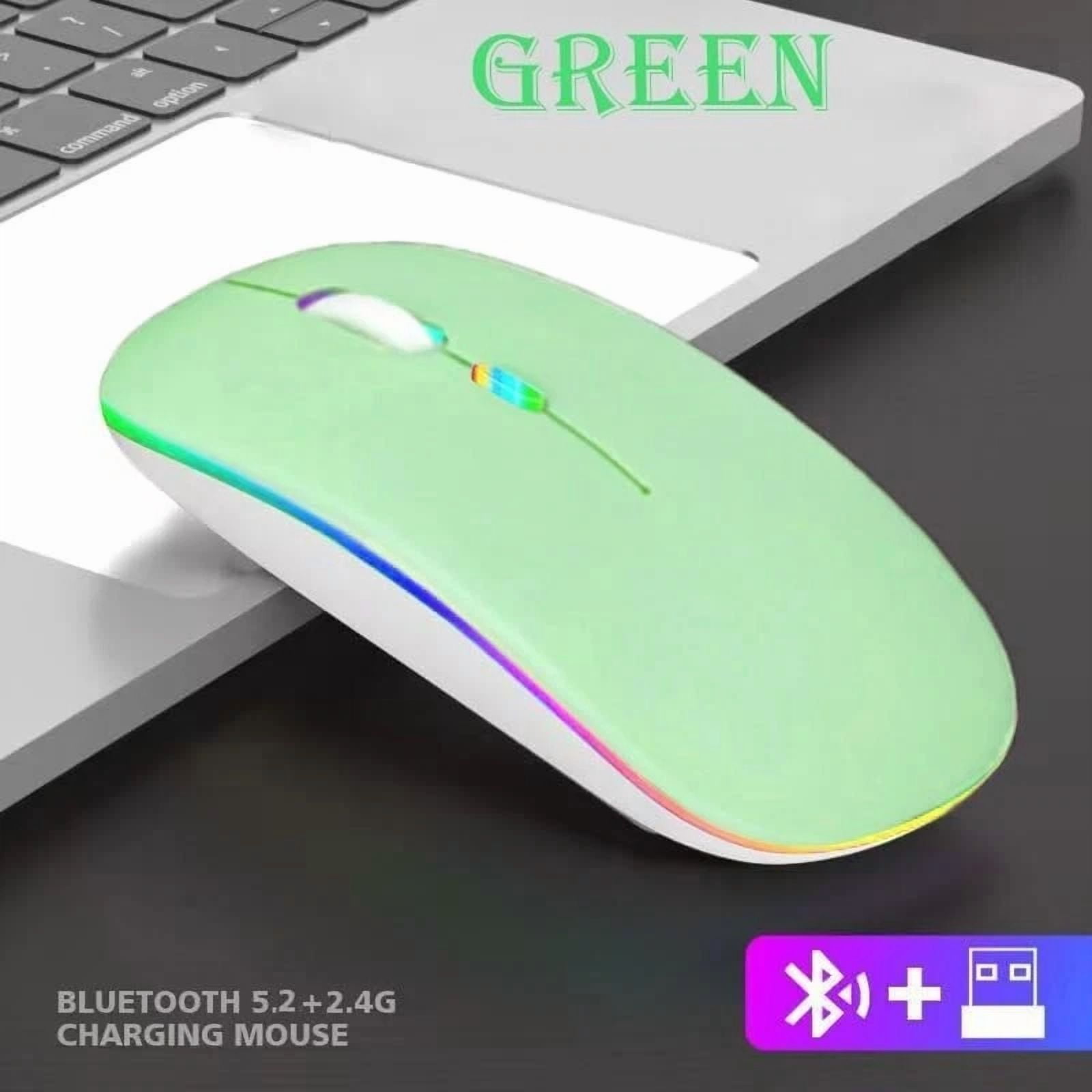 CIRCLE- Led Dual Mode Rechargeable Wireless Bluetooth Mouse Silent Slim Laptop Green