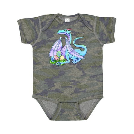 

Inktastic Blue Easter Dragon with Painted Eggs Gift Baby Boy or Baby Girl Bodysuit