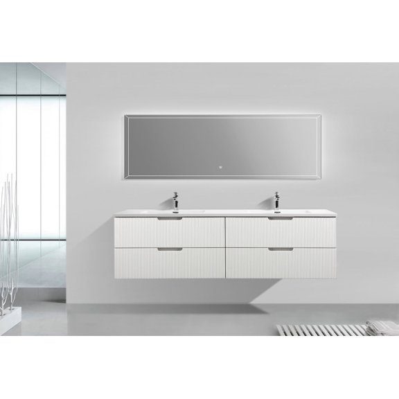 Themis 72 Inch White Doubel Sink Vanity With A Integrated Sink