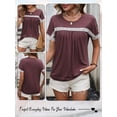 thumbnail image 7 of HUBERY Women Lace Patchwork Pleated Crew Neck Short Sleeve Top, 7 of 7