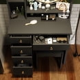 thumbnail image 5 of OXYLIFE Black Makeup Vanity Dressing Table with Mirror, 5 Drawers and Shelves (Round Lighted Mirror ), 5 of 5