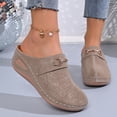 thumbnail image 4 of Women's Wide Width Wedge Sandals Slip On Backless Clogs Platform Non Slip Work Shoes Lightweight Dress Mules Brown Size7.5, 4 of 9