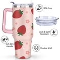 thumbnail image 3 of 40oz Cute Red Strawberry Stainless Steel Flip Straw Tumbler Spill Proof Travel Cup Double Wall Vacuum Insulated Coffee Mug with Top Handle, 3 of 6