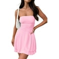 thumbnail image 2 of Women's 2024 Summer Strapless Tube Dress Sexy Off Shoulder Ruffle Tiered Flowy Mini Dresses, 2 of 7