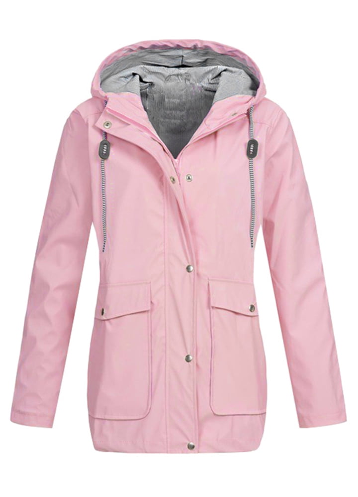 Size S-2XL Solid Hoodies Ladies Full Zip Hooded Drawstring Long Sleeves Jackets
