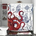 thumbnail image 2 of Blue Nautical Octopus Shower Curtain Set Funny Ocean Kraken Shower Curtains for Bathroom Cool Octopus Decor Polyester Fabric-72" x 72", 2 of 6