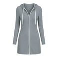 thumbnail image 7 of Sweatshirt for Women Soft Cozy Ribbed Knit Zip Up Hooded Coat Side Pockets Drawstring Hood Home for Lounge Travel Layering | TruBelle,Gray L, 7 of 7