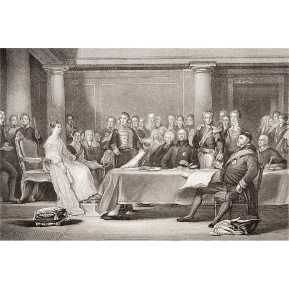 Posterazzi DPI1860107LARGE Victorias First Council. Kensington Palace 21 June 1837 Engraved by F Fraenkel Poster Print, Large - 36 x 24