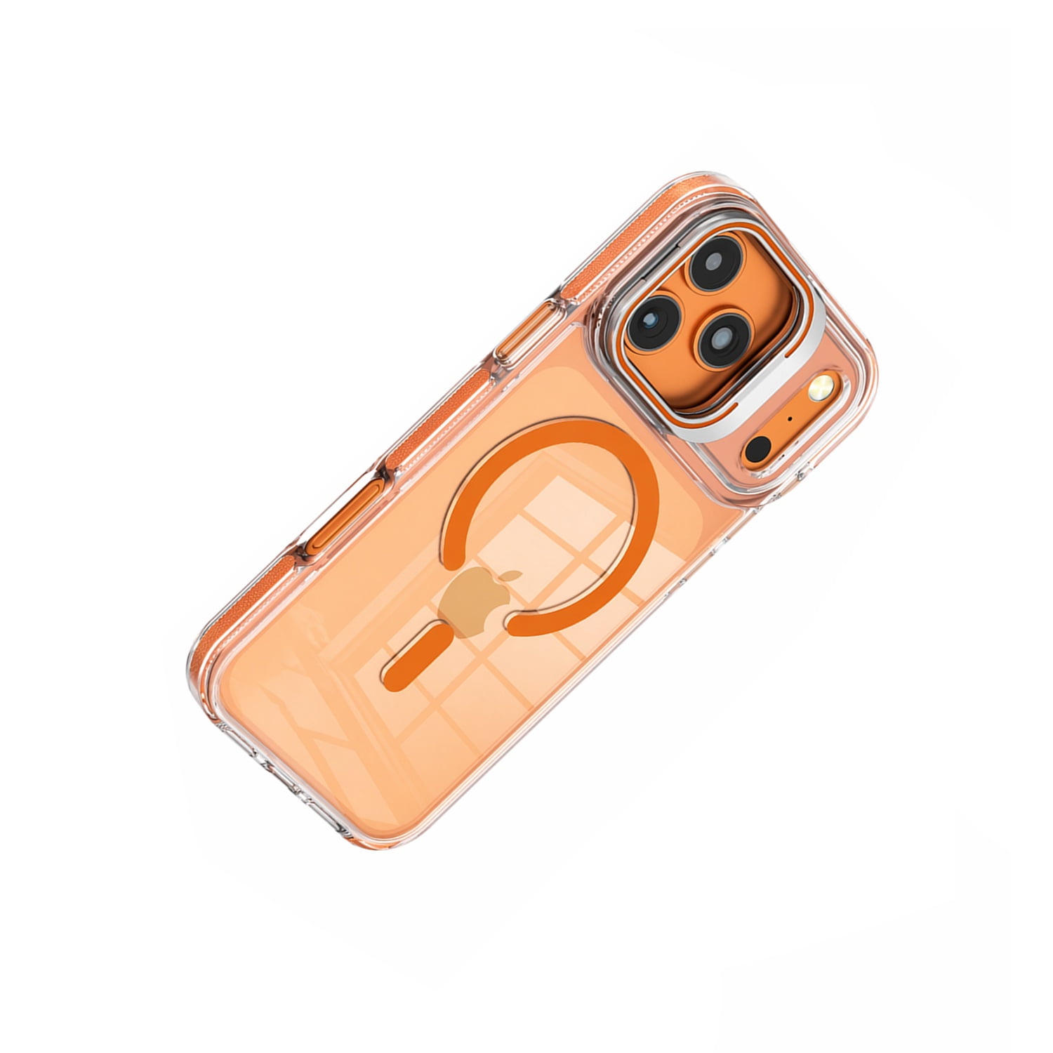 Crystal Transparent Case with Camera Stand & MagSafe for iPhone 17 Pro - Orange