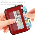 thumbnail image 3 of Rawiri Tarjetero para tarjetas de crédito para hombre y mujer, llavero con protección RFID, estuche con cremallera, color rojo oscuro, compacto, clásico, 3 of 5