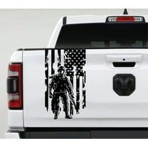 AnyStickerYouWant Soldier Enlisted Man Fighter Distressed American USA US Flag Truck Tailgate Vinyl Decal Fits Most Pickup Trucks Veteran Retired Military Sticker … (11" x 20")