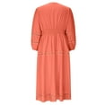 thumbnail image 5 of Homenesgenics Fall Dresses for Women Plus Size Fashion Women Casual V-Nek Long Sleeve Solid Mid-Calf Dress Orange M, 5 of 6