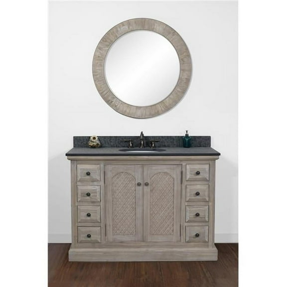 InFurniture WK8148-MG TOP 48 in. Solid Fir Single Sink Vanity With Polished Textured Surface Granite Top-No Faucet