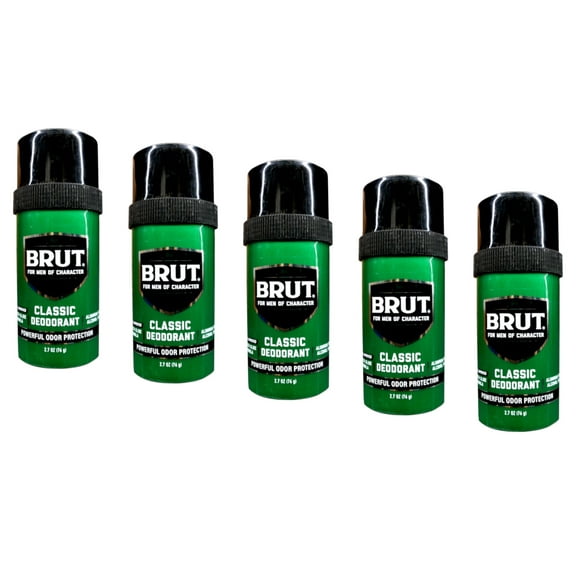 5 Pack - Brut Classic Round Deodorant for Men, Powerful Odor Protection, Aluminum Free, 2.7 OZ