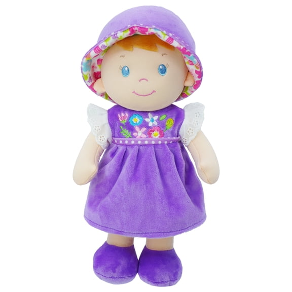Lullaberry 12" Soft Dolly Laura - Stuffed Soft Baby Doll Gift for 1-3 Year Olds - Purple Dress