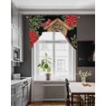 thumbnail image 3 of Christmas Poinsettia Swag Valances for Windows, Small Curtains Drapes, Winter Cardinal Bird Pine Cone Needle Kitchen Window Curtains Over Sink Window Treatment Valance for Bedroom/Bathroom 56"x36", 3 of 5