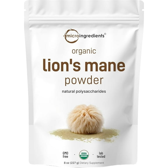 Micro Ingredients Organic Lions Mane Mushroom Powder, 8 Ounce | Nootropic for Mental Clarity Energy & Immune Support ervings) | Premium Arabica Coffee with Lions Mane, Chaga & More