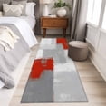 thumbnail image 4 of 2'x6' Rug Runners for Hallways Kitchen, Red Grey Non Slip Entryway Beside Floor Carpet Runner, Abstract Geometric Color Block Oil Painting Washable Laundry Room Bedroom Throw Rugs Mat for Family Pet, 4 of 8