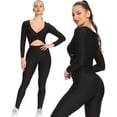 thumbnail image 2 of QRIC High Waist Yoga Leggings for Women Textured Scrunch Booty Leggings Workout Sports Tights With Pockets Black S, 2 of 6