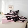 thumbnail image 5 of Feelyou Girly Pink Bow Bedding Comforter Set 7pcs, Monogrammed U Queen Bedding Sets, Initial A to Z Letter Queen Sheet Sets, Lightweight Room Decor, 5 of 7