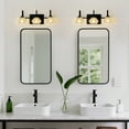 thumbnail image 5 of GCGAFUL 17 in. 3-Light Matte Black Modern Bathroom Vanity Light with Crystal Glass Shades, 5 of 8