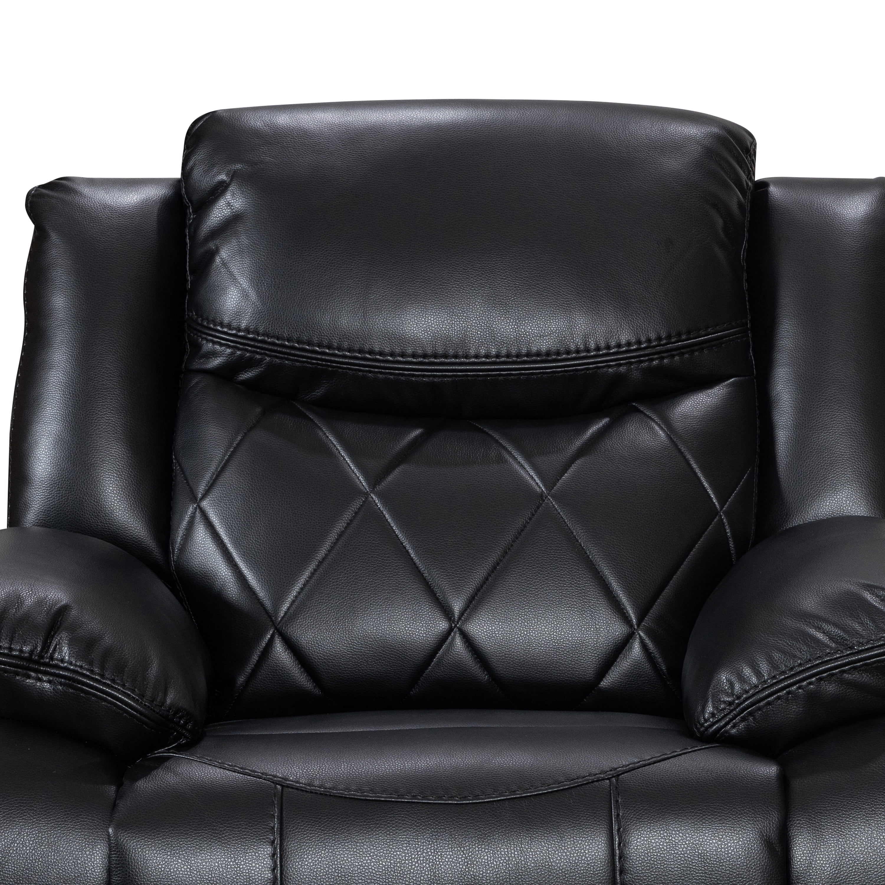 Contemporary Plush Velvet-Like Upholstered Power Reclining Chair, Black