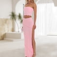 thumbnail image 4 of Trajes De Verano De 2 Piezas Conjunto de falda de 2 piezas para mujer, falda superior sin mangas con espalda descubierta, traje de vacaciones con abertura lateral Ygjytge Rosa S para Mujer, 4 of 6