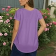 thumbnail image 3 of TQWQT Plus Size Womens Tops Cute Plus Size Blouses 5x V Neck Criss Cross Plus Size Tunics Short Sleeve Basic Plain Dressy Casual T Shirts Loose Fit Womens Clothing Purple 2XL, 3 of 4