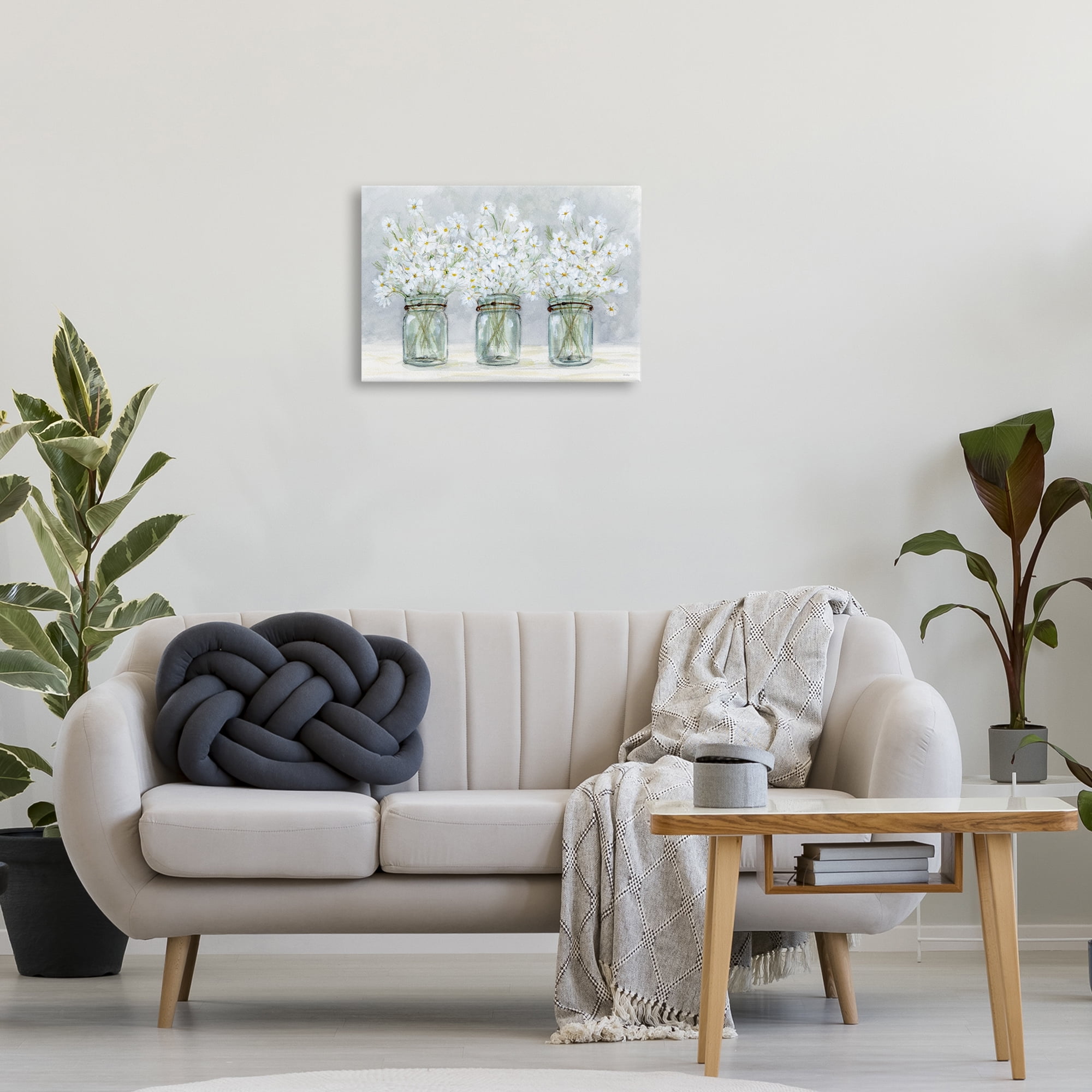 Stupell Industries Daisies In Jars Botanical & Floral Painting Gallery Wrapped Canvas Art Print Wall Art, 24 x 16